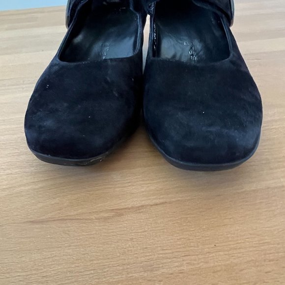 Mephisto Kimona Black Suede Leather Wedge‎ Mary Jane Metal Strap Comfort Shoe - Picture 7 of 11